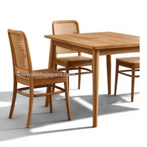 Solid <b>Teak</b> Wood Dining <b>Chair</b> Fluted Cane Back <b>Chair</b> Wooden Side <b>Chair</b> for Restaurant Home Dining Room - Product Image 2