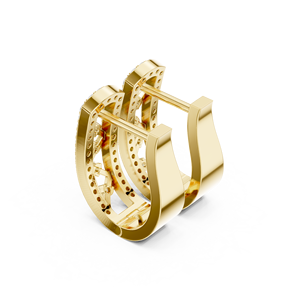 Pendientes de Aro Huggie de Lujo Chapados en Oro Amarillo de 10K con Diamantes de Laboratorio de Corte Brillante de Varias Hileras 0.39ct, Diseño Moderno para Mujer - Product Image 2