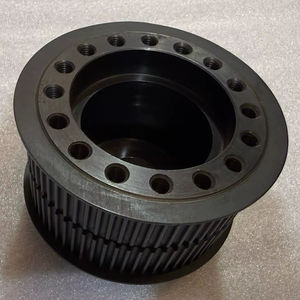 Poulie de distribution HTD 95T 5M double, largeur de courroie 25 mm, en acier, avec bride, finition noir oxydé EN8 - Product Image 2