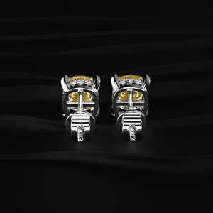 <b>Cushion</b> Cut Yellow Moissanite Stud Earrings 4 TCW VVS Clarity 14K Gold 4 Prong Solitaire Screw <b>Back</b> Handmade Jewelry Gift - Product Image 5