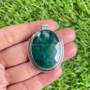 Colgante de plata Starling 925, elegante colgante de Esmeralda facetado, joyería colgante Tribal, regalo para mamá, colgante de esmeralda de joyería fina - Product Image 2