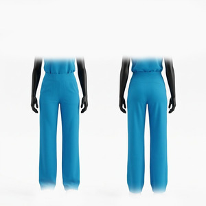 Pantalón de Trabajo Premium de Spandex/Poliéster, Tejido Elástico Suave de 160 GSM, Azul Sólido, Corte Recto, Uniforme Médico Unisex Personalizado - Product Image 1