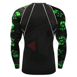Nouveaux Rash Guards pour hommes, design tendance, noir et vert, sublimés, pour BJJ, en vente. - Product Image 6