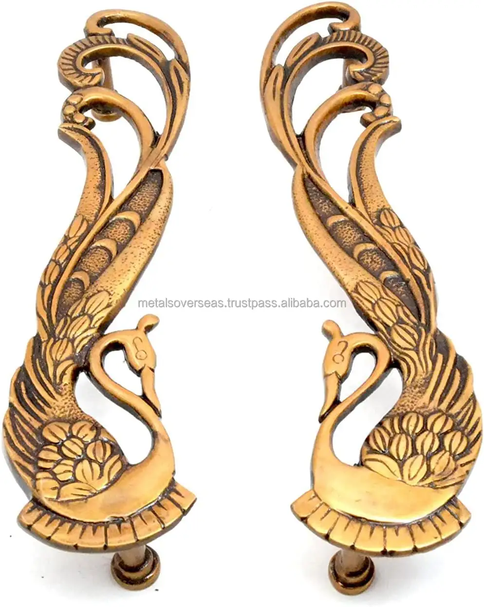 new arrive 11inch Designer Peacock Brass Door Handle Pair 2 pcs | Home Decor Pair of Brass Handles Pair