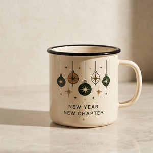 High Quality Custom Branding Enamel Coffee <b>Mug</b> Festive Season Series Iron Metal Cup Featuring Ornamental Motif and Typography - Product Image 4