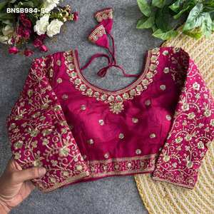 Colección de Blusas Listas para Usar de Seda Vichitra de la Mejor Calidad con Trabajo de Lentejuelas Zari para Festivales, Proveedor Indio, Moda Femenina - Product Image 4