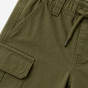Pantalon cargo imprimé pour garçons, en sergé de coton, multi-poches, taille élastique avec cordon de serrage, coupe droite, décontracté, style streetwear - Product Image 5