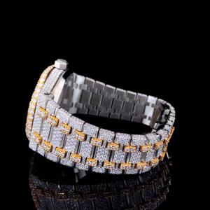 Reloj de Cuarzo Moissanite VVS de Acero Inoxidable Mossinate, Reloj de Diamantes para Hombre, Estilo Hip Hop, 100% Pasa el Test de Diamantes, Números Arábigos Analógicos - Product Image 6