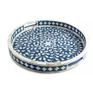 Bandeja con incrustaciones de nácar hecha a mano, bandeja de servir MOP con asas, rectangular, con mosaico de conchas marinas, bandeja decorativa para mesa de café. - Product Image 5