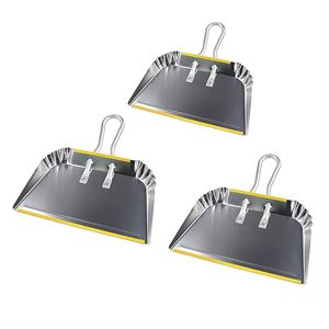 Stainless Steel Heavy Duty Dust <b>Pan</b> with Flagged Bristle <b>Handle</b> Small Modern Cleaning Tool Durable Hand Dustpan for Home Office - Product Image 1