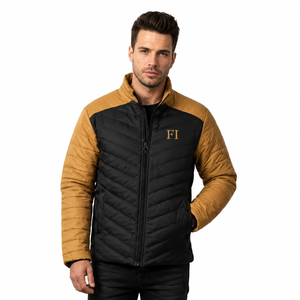 Chaqueta Acolchada para Hombre con Bloques de Color, Cuello Alto, Cortavientos, Relleno de Poliéster, Cierre de Cremallera, Ajuste Regular, OEM - Product Image 1