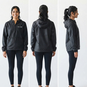 Custom Embroidered <b>Windbreaker</b> Hoodie 3/4 Front Zipper Ladies Rain Top Lightweight Hiking <b>Camping</b> Waterproof Pullover Hoodies - Product Image 5