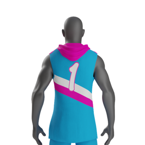 Conjunto de Camiseta y Pantalones Cortos de Fútbol 7v7 para Niños, Diseño Diagonal, Sin Mangas, con Capucha, Uniforme Juvenil Personalizado con Número de Jugador y Ribete en Contraste - Product Image 4