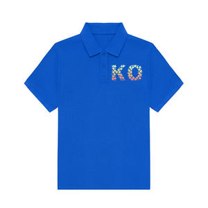 Polo Azul de Manga Corta para Hombre con Estampado de Letras KO, Corte Regular, Estilo Casual, Tejido Oxford - Product Image 1