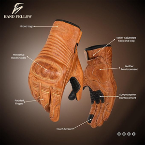 Leather Motorcycle Summer <b>Gloves</b>-% Genuine Leather Breathable <b>Touchscreen</b> <b>Gloves</b> Adjustable Wrist Strap for Unisex Knuckle - Product Image 3