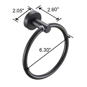 Anello Portasciugamani da Bagno Nero Opaco, Moderno Portasciugamani Rotondo in Ottone, Alluminio Spesso per Hotel e Bagno - Product Image 6