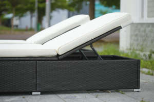 Wholesale Modern Sunbed Set Garden Furniture Outdoor Steel Frame Rattan <b>Sun</b> <b>Loungers</b> Seat <b>Cushion</b> 8cm Carton Packaging Deal - Product Image 3