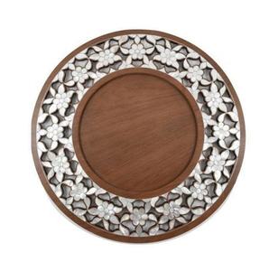 Plateaux de service en bois et MDF incrustés de nacre, artisanat de qualité en gros, 40x40 cm, multicolores, pour hôtels, restaurants, Inde - Product Image 3