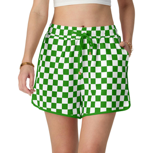 Shorts de bain pour femmes au design moderne, respirants, à séchage rapide, avec ceinture élastique haute, antibactériens, 100% polyester, vêtements de plage - Product Image 1