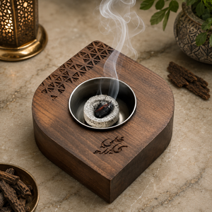 Brûleur à Bakhoor en bois avec incrustation en laiton, porte-cigares et cigarettes, accessoire de fumage artisanal, cendrier, bol en laiton, pour hôtel et décoration intérieure, vente en gros - Product Image 6