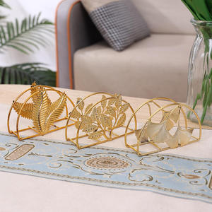 Modern Metal Ginkgo Leaf Napkin Holder Free Standing <b>Gold</b> Finish Tissue Box Decorative <b>Kitchen</b> Dining Table <b>Accessory</b> Iron - Product Image 4
