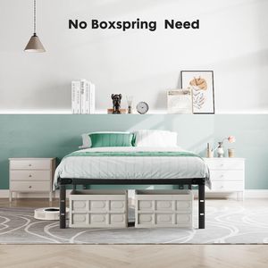 Struttura letto a piattaforma in metallo resistente Win, misura singola, con spazio contenitore da 14 pollici, non necessita di rete a doghe - Product Image 4