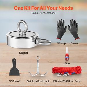 Kit Magnete da Pesca a Doppia Forza di Trazione da 1700 LBS con Corda e Moschettone, Attrezzi e Accessori per la Pesca - Product Image 3