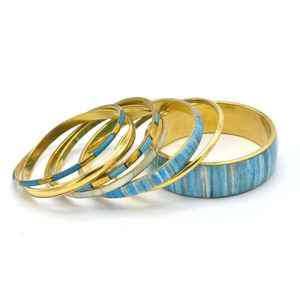 Ensembles de bracelets tendance en laiton plaqué or, émail ethnique et résine, uniques, élégants, colorés, de haute qualité, empilables pour femmes - Product Image 3