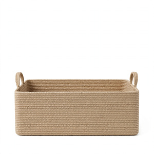 Panier de rangement rectangulaire en jute personnalisé, écologique, multifonctionnel, avec poignées, design moderne, usage polyvalent BD - Product Image 6