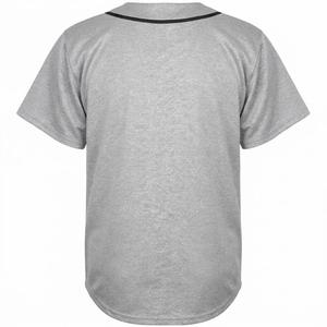 Camiseta de béisbol gris para hombre, directo de fábrica, manga corta, 100% poliéster, con botones, top deportivo liso, uniforme de béisbol. - Product Image 2