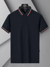 Chemise de golf pour homme à manches courtes en maille unie, personnalisable avec logo, noire, performance, avec bordure contrastante rouge et blanche, collection 2026 - Product Image 2