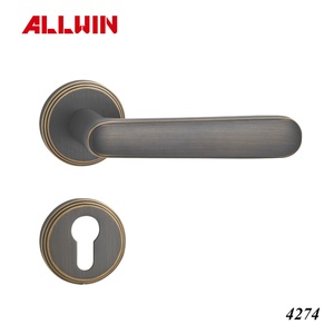 Metallic Grey Brass Interior <b>Door</b> Lever <b>Handle</b> Lock <b>Set</b> - Product Image 2