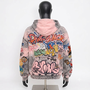 Sudadera con Capucha Extra Grande para Hombre, con Cierre, Estampado de Grafiti, Estilo Urbano, Felpa de Algodón, Ecológica, Ropa Casual de Invierno - Product Image 2