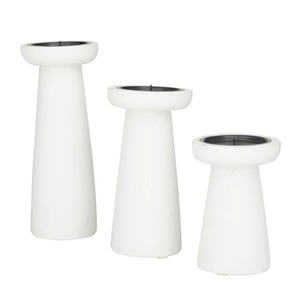 Ensemble de 3 porte-bougies en bois blanc de luxe, élégants supports décoratifs rustiques et vintage pour bougies coniques à prix abordable - Product Image 6
