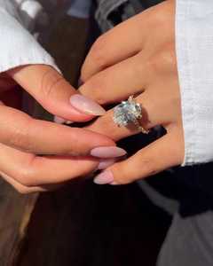 7Carat Oval Cut <b>Rings</b> Custom 14K 18K Solid Gold Lab Grown Diamond Prong <b>Set</b> Pave Accent Tapered Luxury Solitaire <b>Women</b> Wholesale - Product Image 4