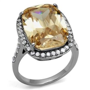 Anello TK2503 in Acciaio Inossidabile Lucidato con Zirconi di Grado AAA, Elegante Gioiello Color Champagne - Product Image 1