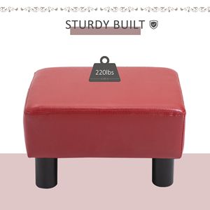 "Modern Faux Leather Rectangular Ottoman <b>Footrest</b> with Foam Seat for Living Room Bedroom Apartment Hotel Home" - Product Image 4