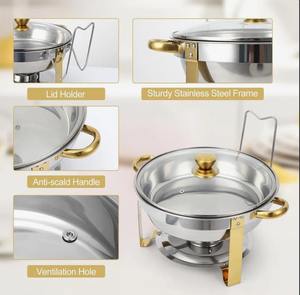 Juego de 4 calentadores de comida redondos de 5QT para buffet premium, ideales para catering y eventos al mejor precio. - Product Image 3