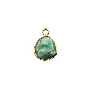 Natural Green Emerald Gemstone <b>Heart</b> Shape Polished Rough 92.5 Sterling Silver Gold Polish Pendant Manufracture - Product Image 1