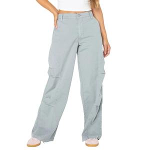 Pantalones Cargo de Cintura Alta para Mujer, Color Sólido, Corte Holgado, Largos, Estilo Casual, Cierre de Botones, para Primavera - Product Image 1