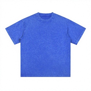 T-shirt en coton bleu pour homme, manches courtes, col rond, coupe classique, décontracté, couleur unie, jersey tricoté, design uni - Product Image 4