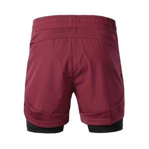 New Arrival Quick Dry Men's Gym Shorts Maroon Color 2 in 1 Double <b>Layers</b> Shorts For Fitness Sports And Jogging Wear - Product Image 4
