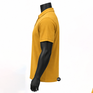 Polo pour homme noir à manches courtes, en polyester tricoté, motif uni, avec ourlet brodé, haute qualité, vente en gros - Product Image 4