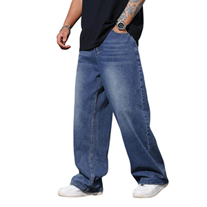 Men's Wide Leg Stonewashed Denim <b>Jeans</b> 100% Cotton <b>Elastic</b> <b>Waist</b> Casual Midweight Spring Wear - Product Image 5