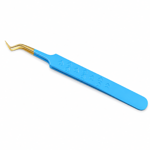 Pince à épiler japonaise en acier inoxydable Z, écologique, avec logo personnalisé, revêtement bleu ciel, poignée en forme de cœur, pour extensions de cils - Product Image 1