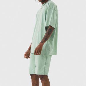 Ensemble 2 pièces pour homme, été, respirant, t-shirt à manches courtes avec short en coton, vêtements de sport décontractés, vente en gros - Product Image 3