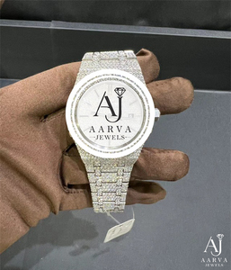 Reloj Mecánico Iced con Cristales, Pulsera de Eslabones, Esfera Plateada, Estilo Joyería de Vestir - Product Image 4