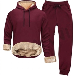 Wholesale Unisex Winter <b>Sherpa</b> <b>Lined</b> Tracksuit Set 2 Piece Thick Thermal Fleece Plush <b>Hoodie</b> Jogger Pants Breathable Casual - Product Image 3