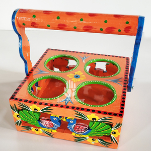 Plateau de service rectangulaire en MDF décoratif peint à la main avec motif floral pour anniversaire, mariage, Diwali, maison - Product Image 5