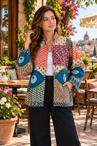 Chaqueta Bordada a Mano para Mujer, Estilo Boho, con Estampado Floral, de Algodón Suzani Kantha, Transpirable y Tejida a Mano - Product Image 1